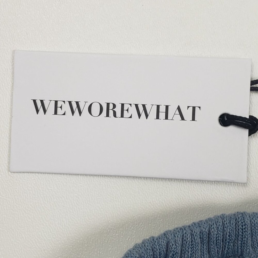 We Wore What Revolve Tie Halter Wide Rib Bra Top Women's Size XS Storm Blue NWT - Picture 9 of 16